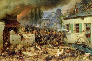 Attaque des Prussiens à Plancenoit lors de la bataille de Waterloo, 1863